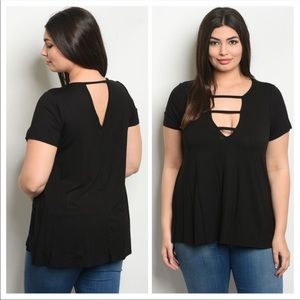 🎉SALE 🎉 Plus Size Sexy Black Cutout T-shirt
